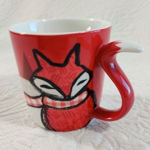 Starbucks 2016 Red Fox Tail Handle 12 oz Holiday Coffee Tea Mug Christmas Cup